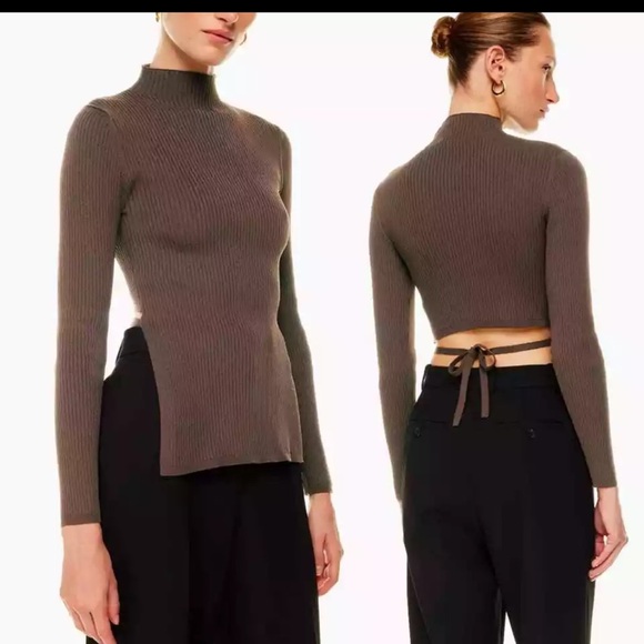 Aritzia Babaton Sculpt Knit Tie-Back Longsleeve - Picture 1 of 11
